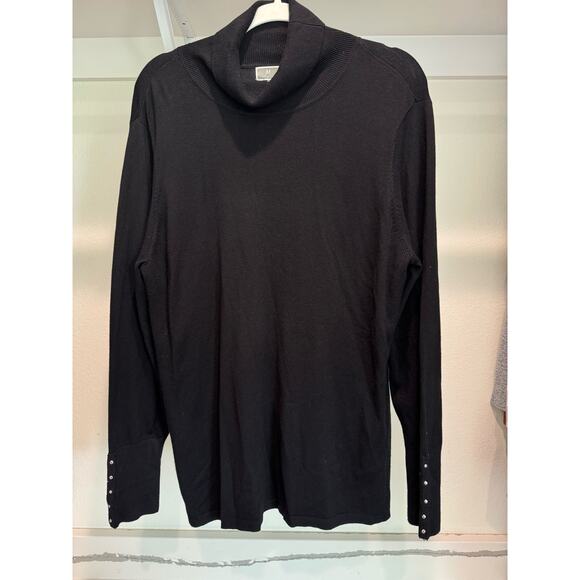 JM‎ Collection Women's Turtleneck Sweater Size XL Black Long-Sleeve - Picture 1 of 8
